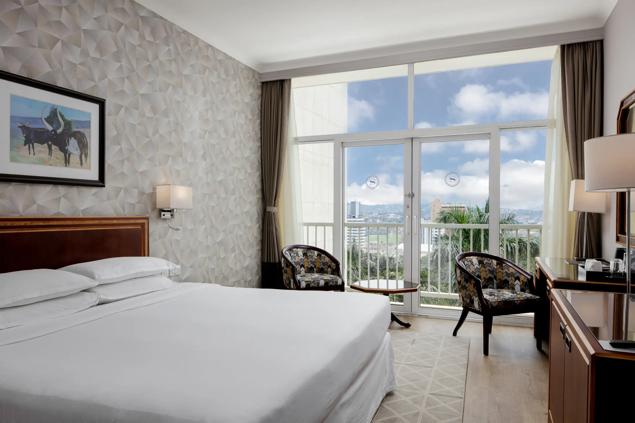 Sheraton guest room overlooking Kampala